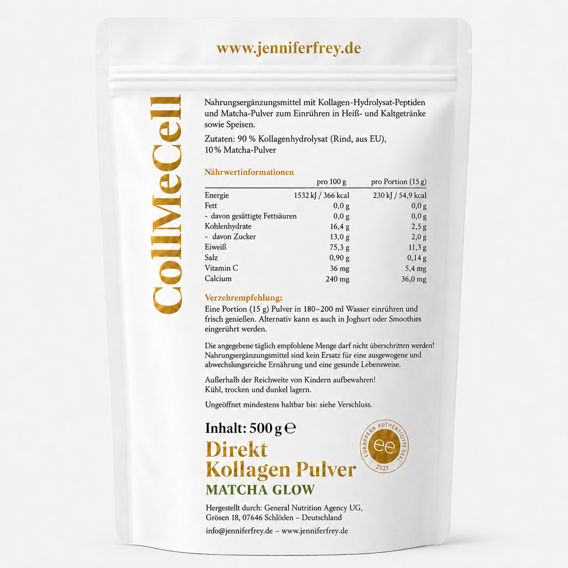 CollMeCell Matcha Glow Direktes Kollagenhydrolysat Peptide