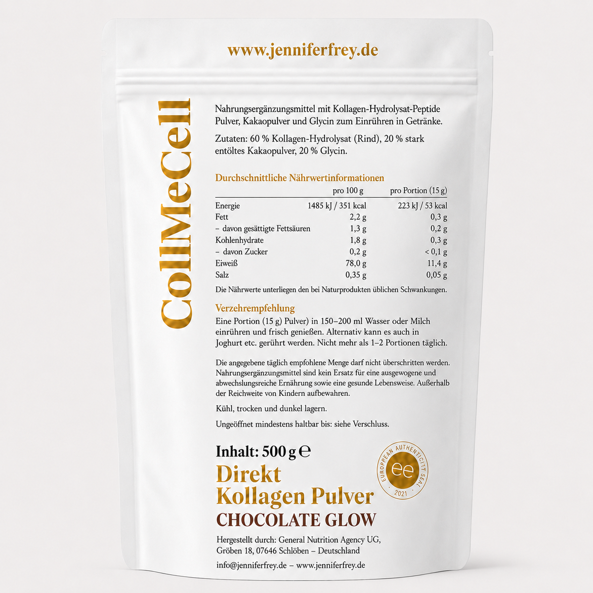CollMeCell Kollagen-Pulver Chocolate Glow Jennifer Frey