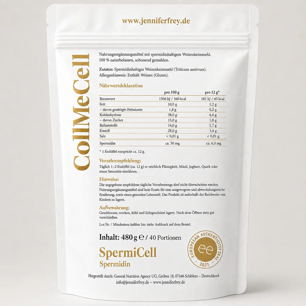 Spermidin Pulver kaufen: SpermiCELL Pulver mit 12 mg Spermidin pro Tagesportion