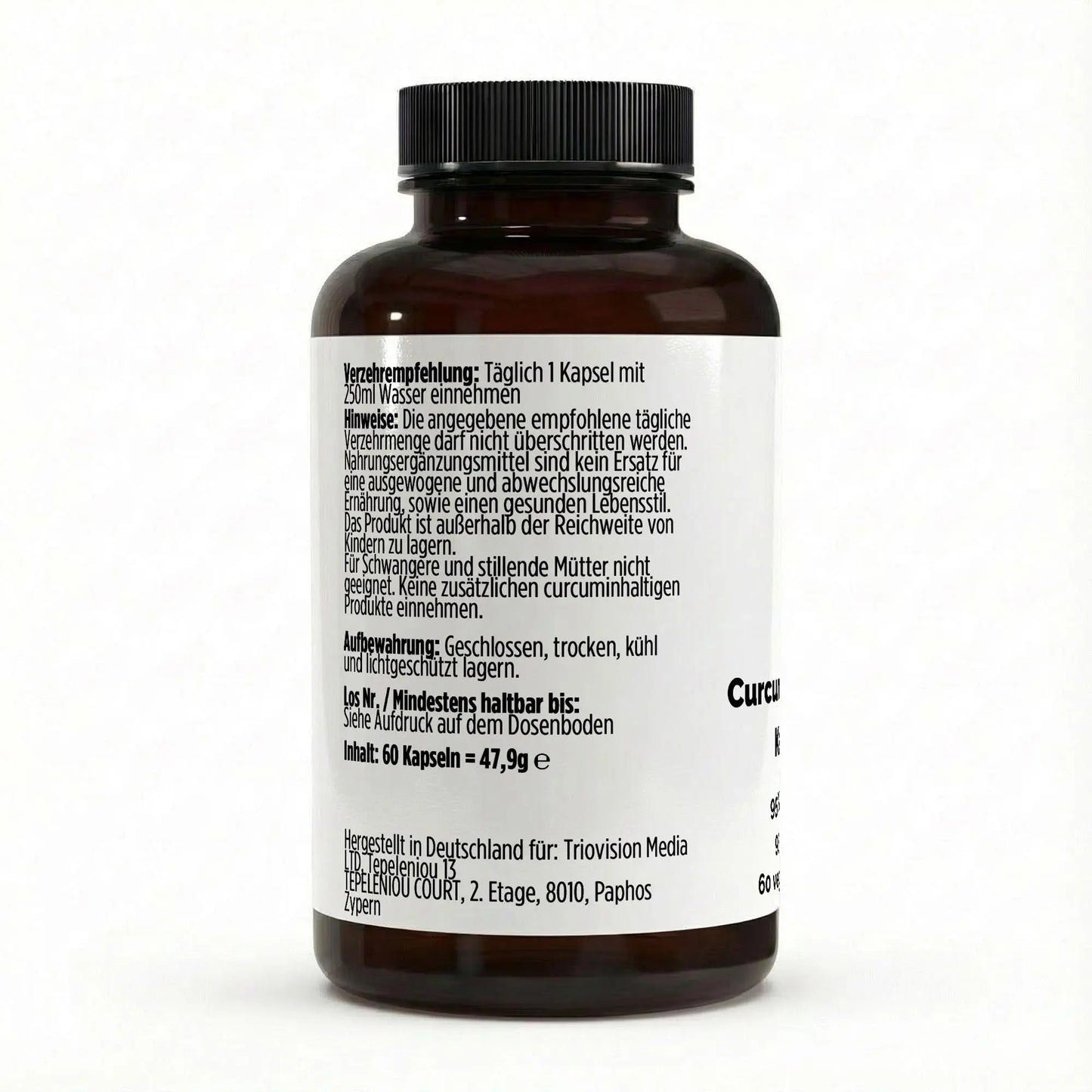 Curcuma Piperin vegane Kapseln 60 Stück