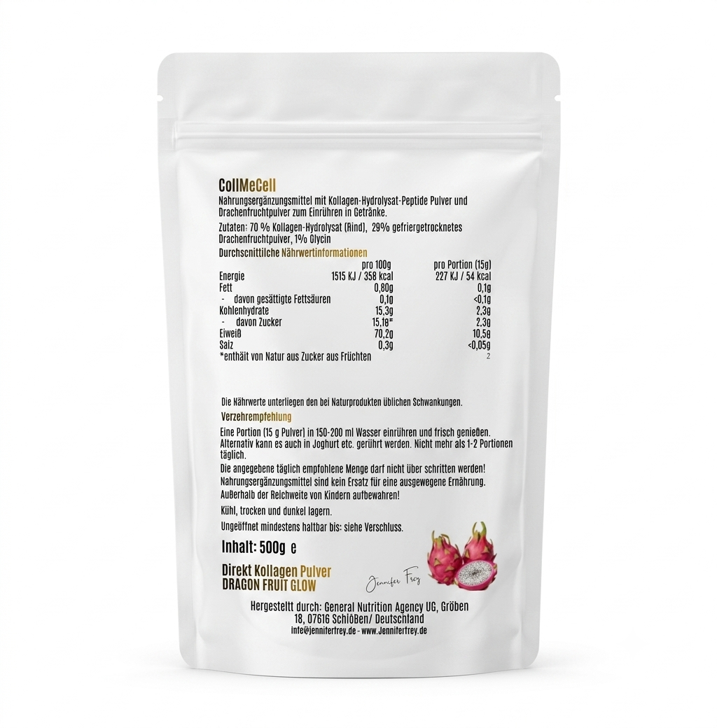 CollMeCell Kollagen-Hydrolysatpulver Drachenfrucht Smoothie