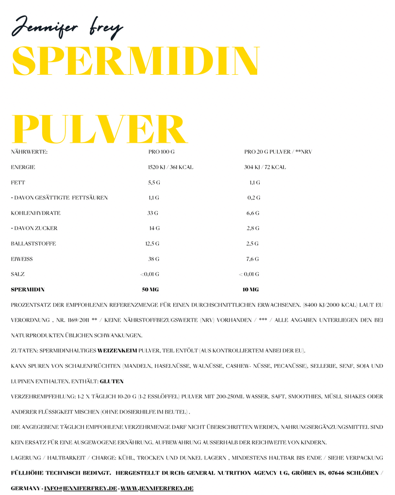 jennifer frey Hochdosiertes Spermidin pulver