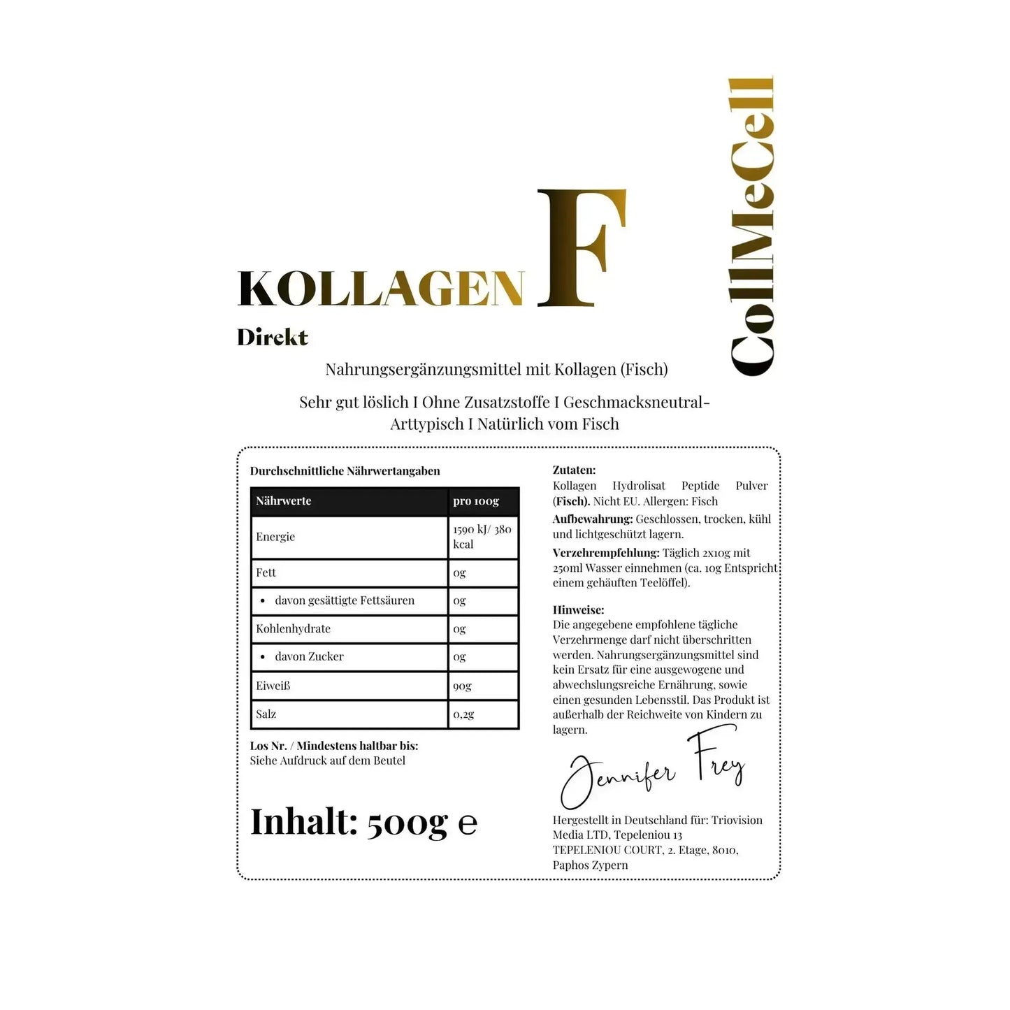 1000 Dalton Kollagen Peptide Marine Kollagen 500g
