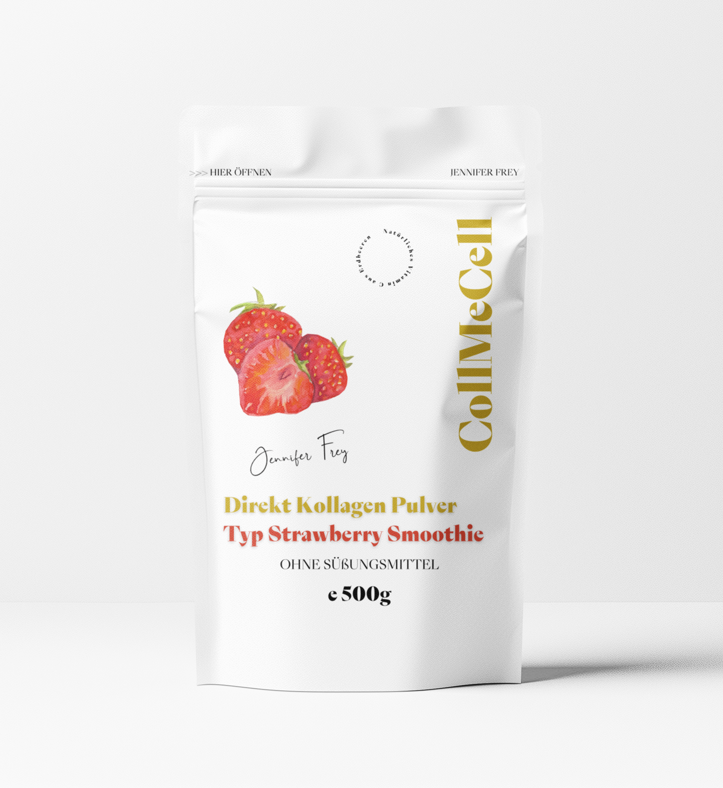 Direct Kollagen Hydrolisat Peptide Pulver - Typ Strawberry Smoothie