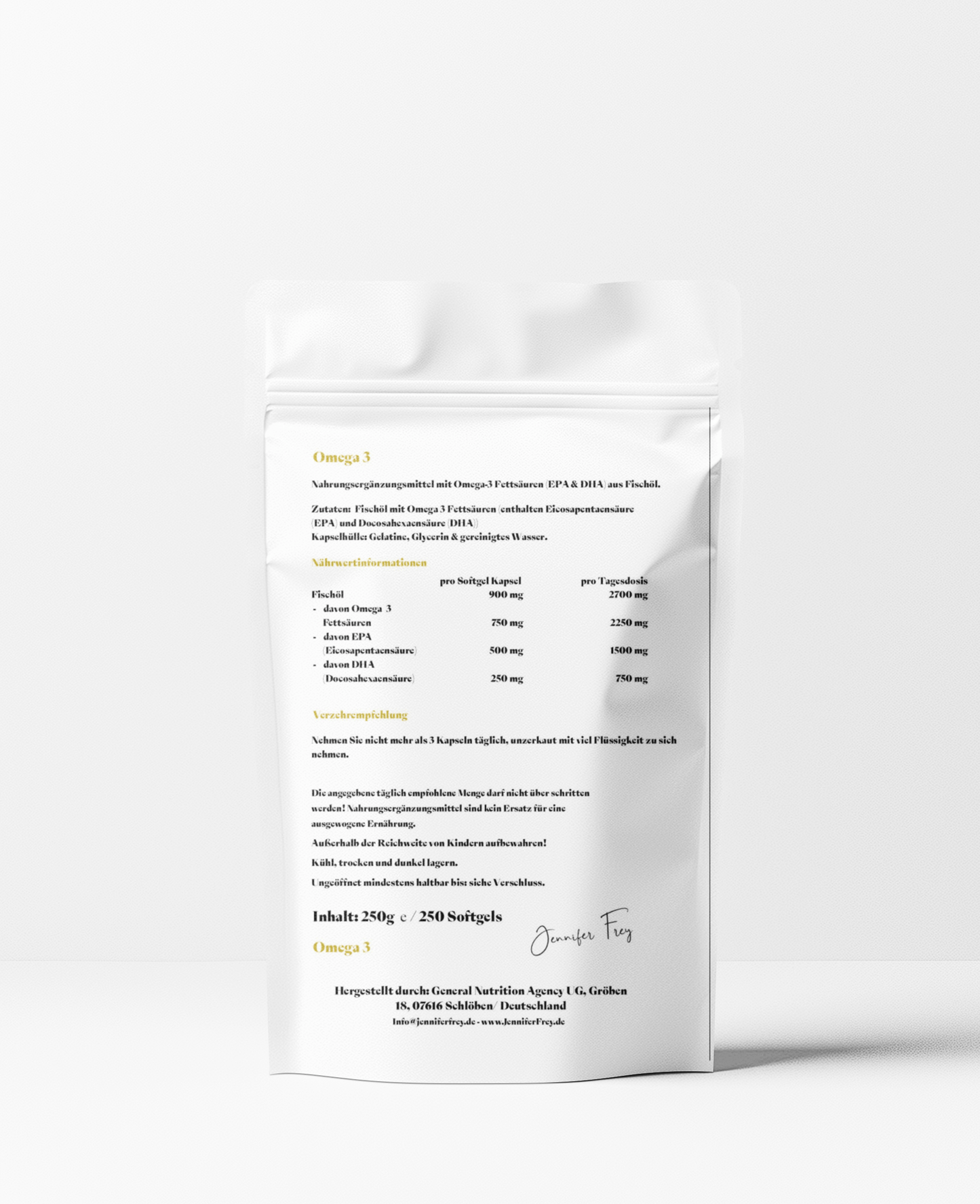 Omega 3 - 50/25 TG Hochdosierte Fischölkapseln - 250 Kapseln