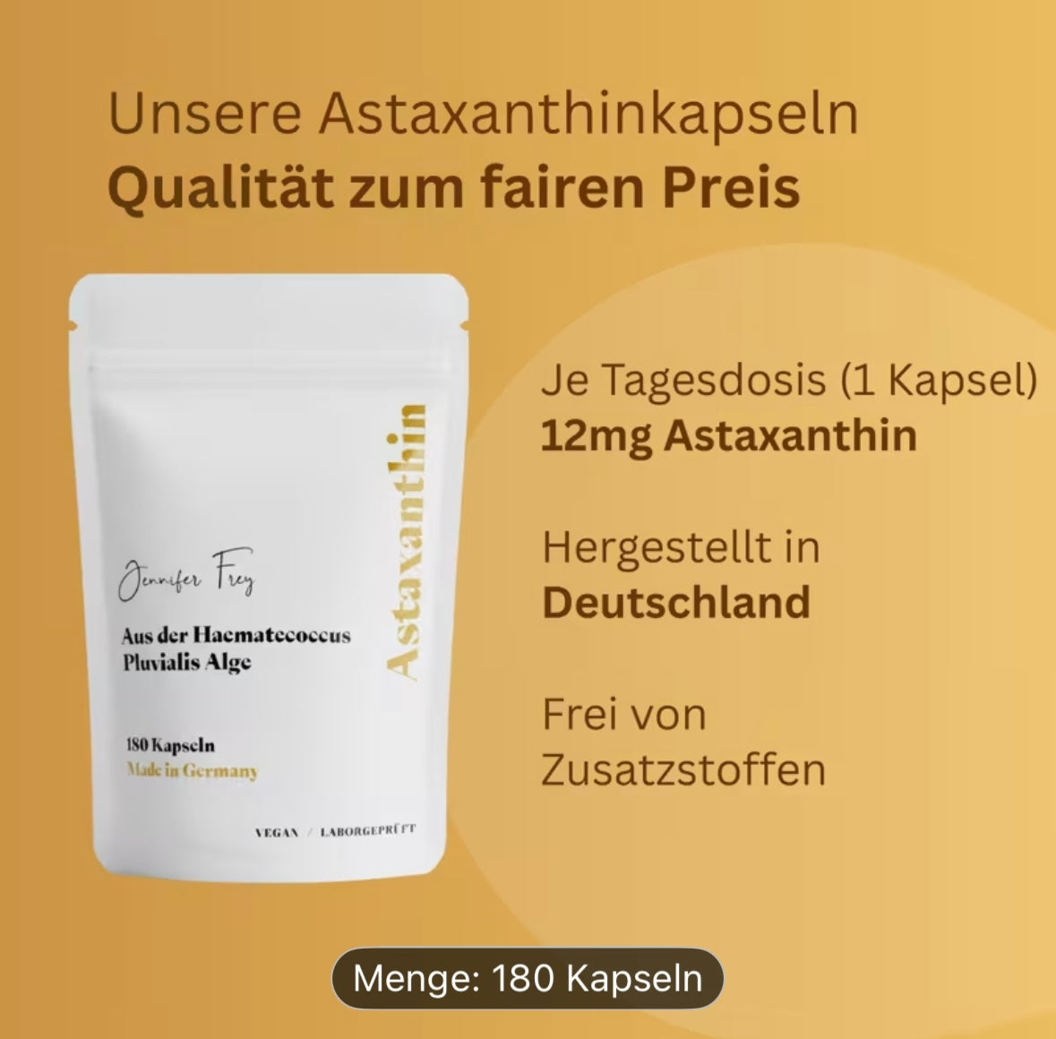 Astaxanthin 180 Kapseln  12mg - Hochdosiert – 180 Tage Vorrat - Vegan