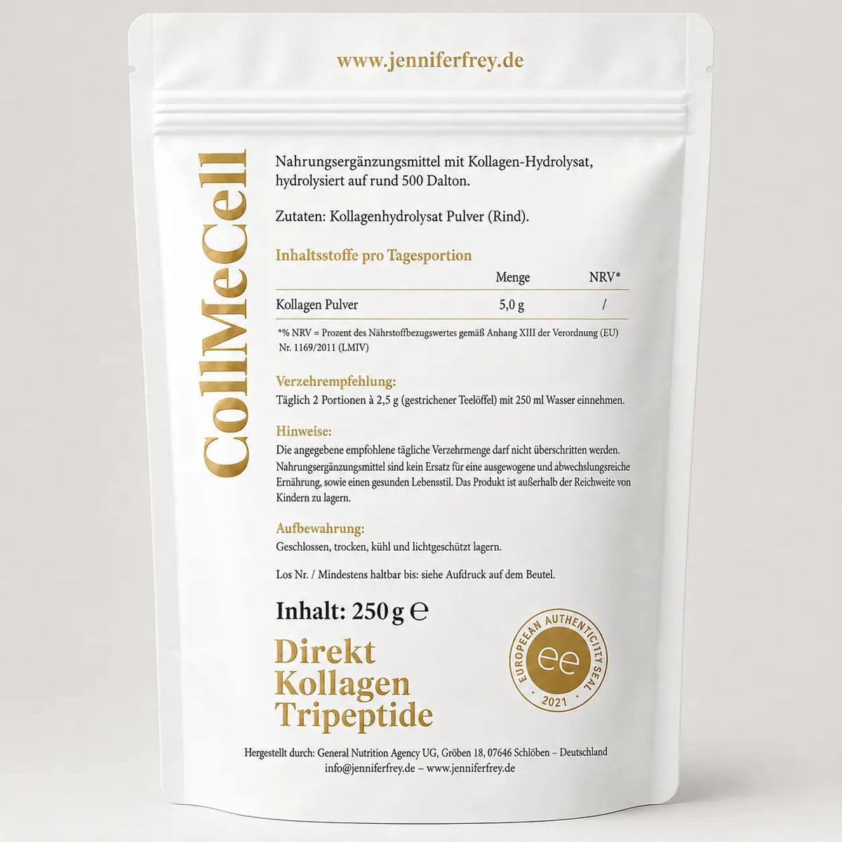 CollMeCell Direct Collagen Peptide Powder ~ 2000 Dalton | Hydrolysate | Made in Germany