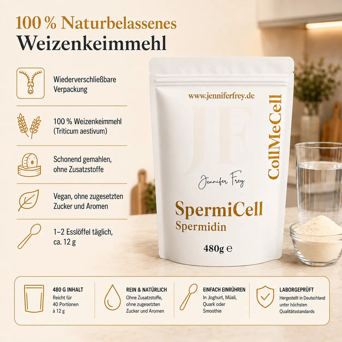 Spermidin Pulver kaufen: SpermiCELL Pulver mit 12 mg Spermidin pro Tagesportion