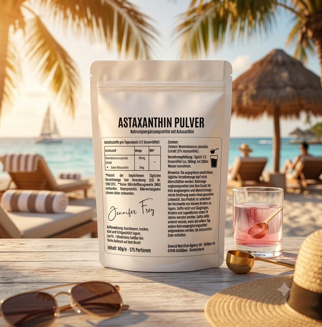 Astaxanthin Extrakt Pulver – 365 Tage Vorrat - Vegan