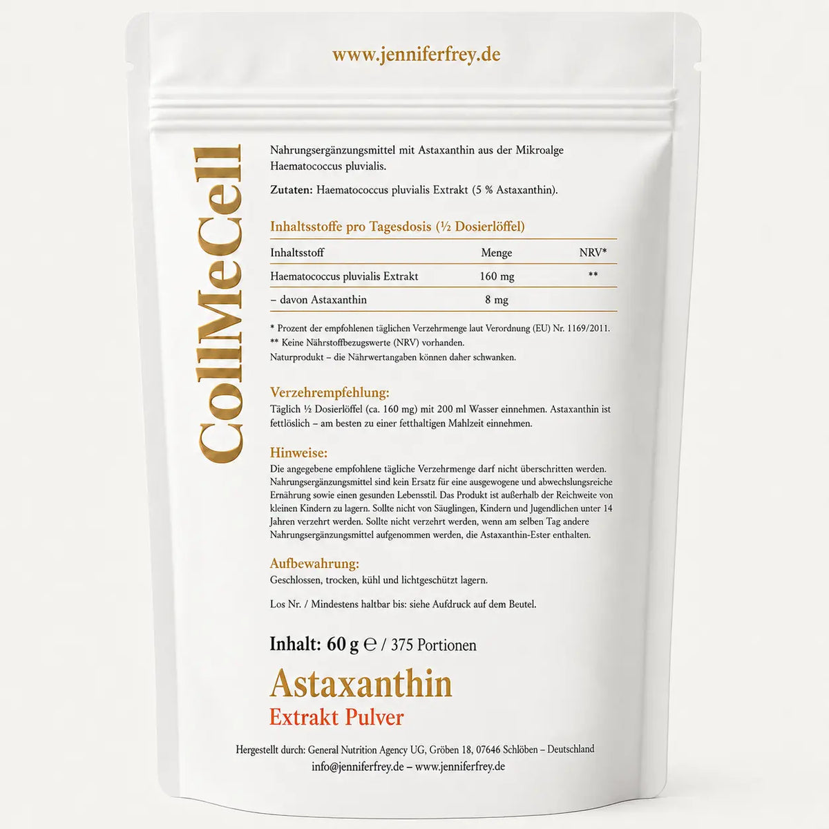 Astaxanthin kaufen – reines Astaxanthin Pulver hochdosiert, 375 Tage Vorrat