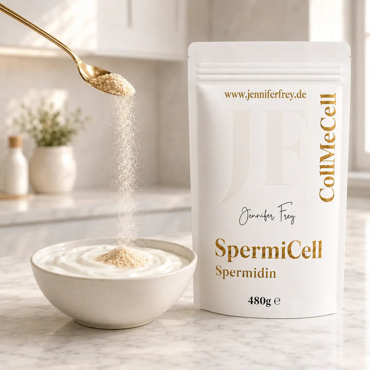 Spermidin Produktverpackung mit Etikett