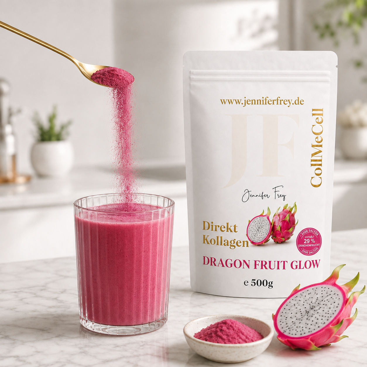 CollMeCell Kollagen Hydrolysat Pulver – Drachenfrucht Jennifer Frey