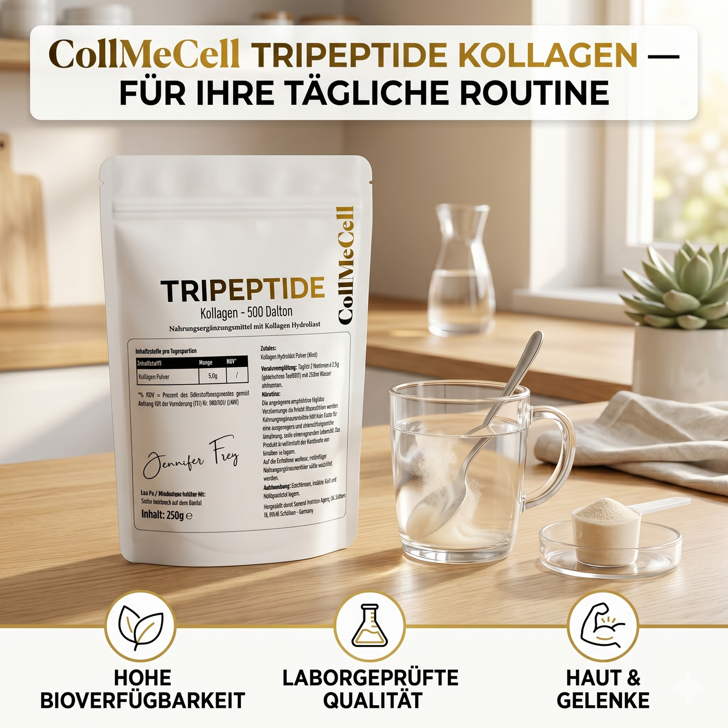 TRIPEPTIDE Kollagen Pulver ~ 500 Dalton – CollMeCell | Made in Germany