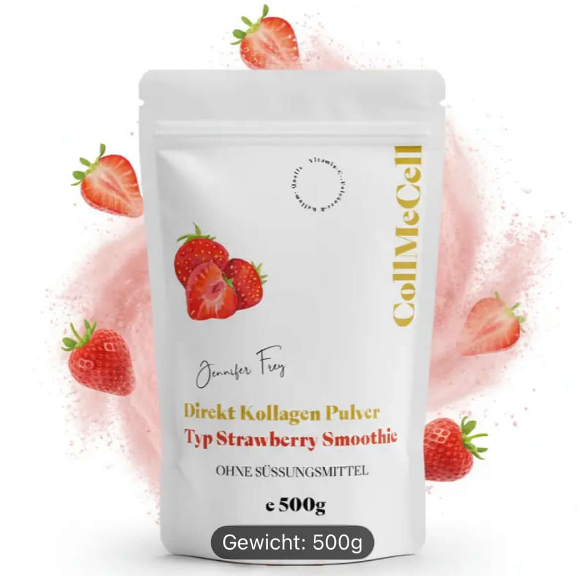 Direct Kollagen Hydrolisat Peptide Pulver - Typ Strawberry Smoothie