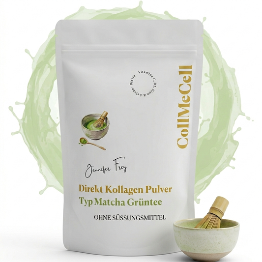 Matcha Kollagen Pulver 500g Premium Qualität made in Germany | 95% Kollagen & 5% Matcha Grüntee Pulver | ohne Süßungsmittel |