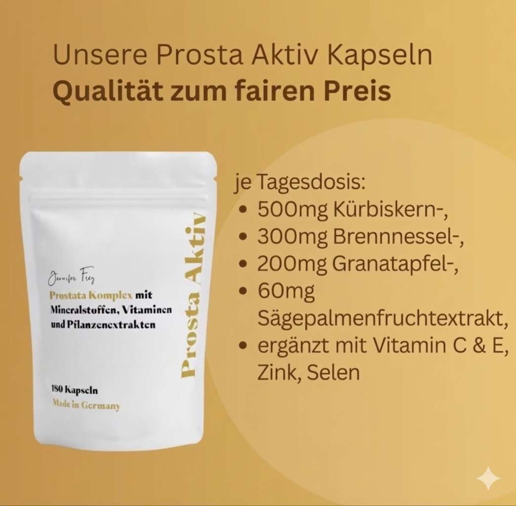Prosta Komplex – 120 Kapseln hochdosiert | Sägepalme, Kürbiskern, Brennnessel, Vitamin E, Zink, Selen