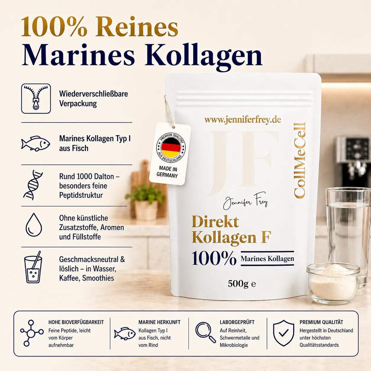 Marines Kollagen-Peptid ~ 1000 Dalton General Nutrition Agency UG