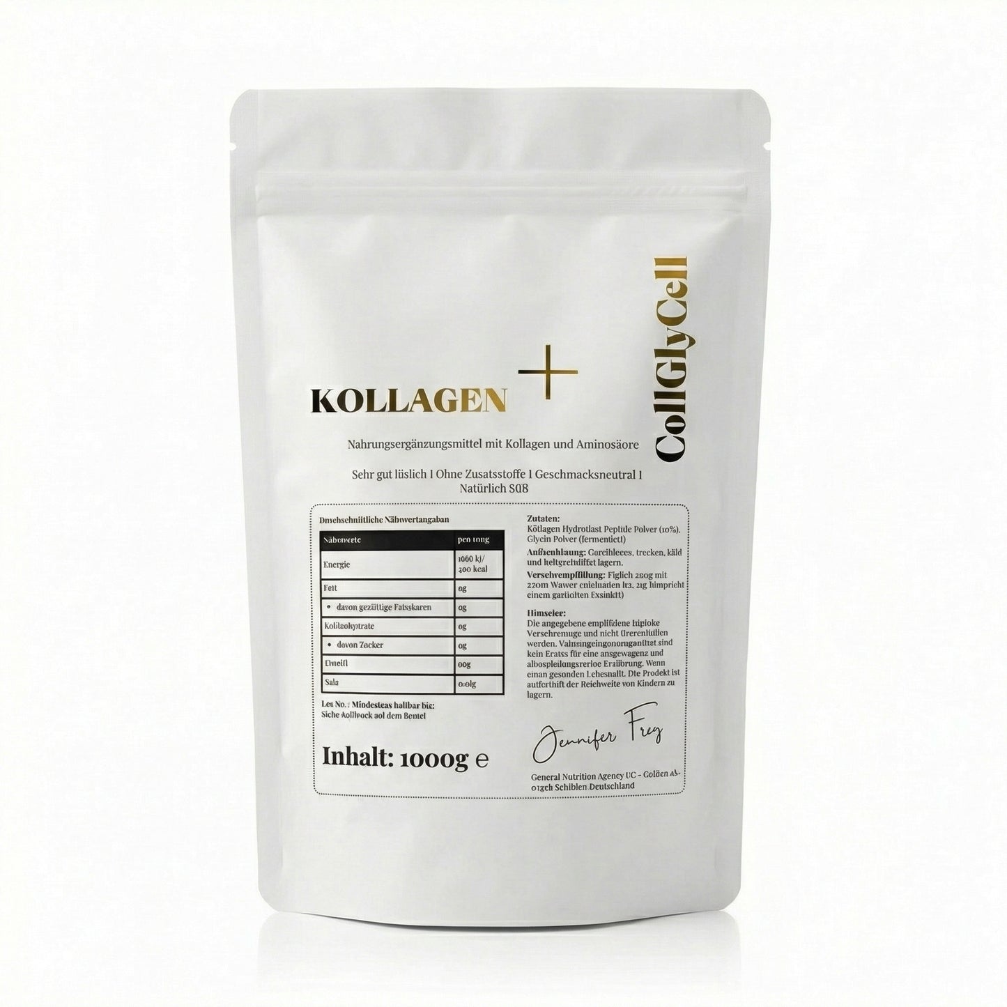 Original Kollagen+ Hydrolysat Peptide  plus Extra Kollagenbaustein Glycin – Natürlich Süßes und Geschmacksneutrales Eiweißpulver – Made in Germany – gut löslich Kollagen + Kollagenbaustein Glycin