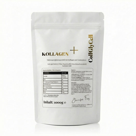 Original Kollagen+ Hydrolysat Peptide  plus Extra Kollagenbaustein Glycin – Natürlich Süßes und Geschmacksneutrales Eiweißpulver – Made in Germany – gut löslich Kollagen + Kollagenbaustein Glycin