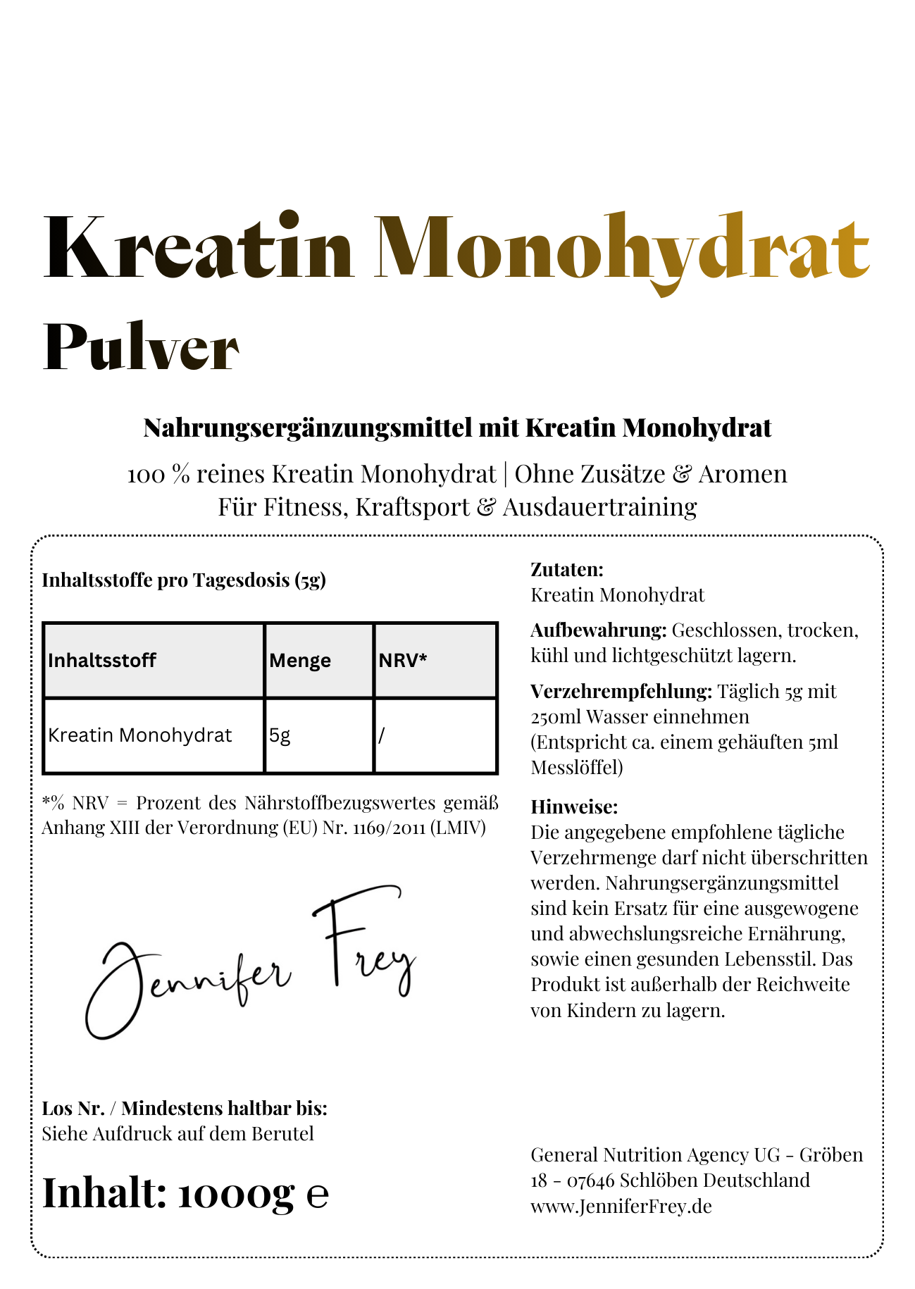 Kreatin Monohydrat vegan