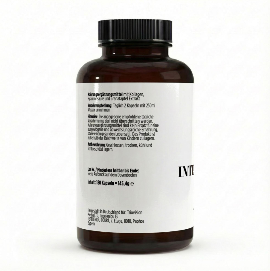 CollMeCell Intens Kollagen 180 Kapseln - Kollagen+Hyaluron+Vitamin C+Ellagsäure+Retinol