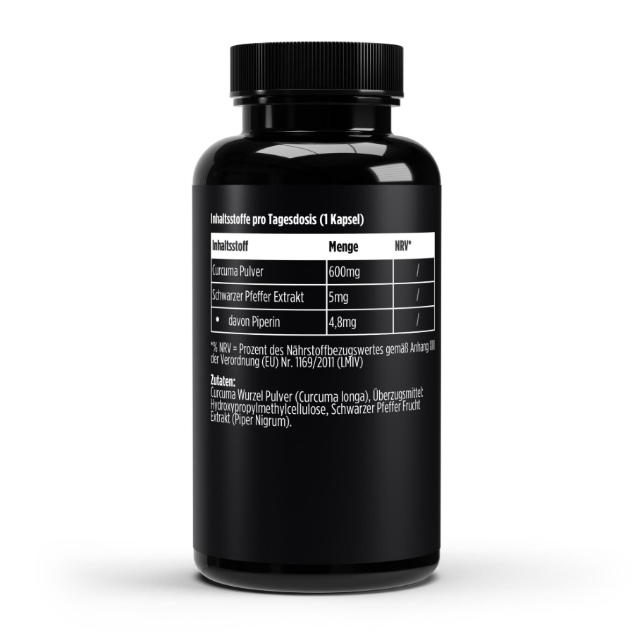 Curcumin Kurkuma Kapseln mit Piperin Bioverfügbarkeit 60 Kapseln 