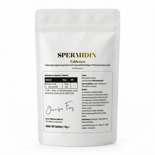 180 Spermidin Tabletten 6,0 mg Spermidin pro Tagesdosis I für deine tägliche Ergänzung. 100% vegan - laborgeprüfte Qualität I Made in Germany