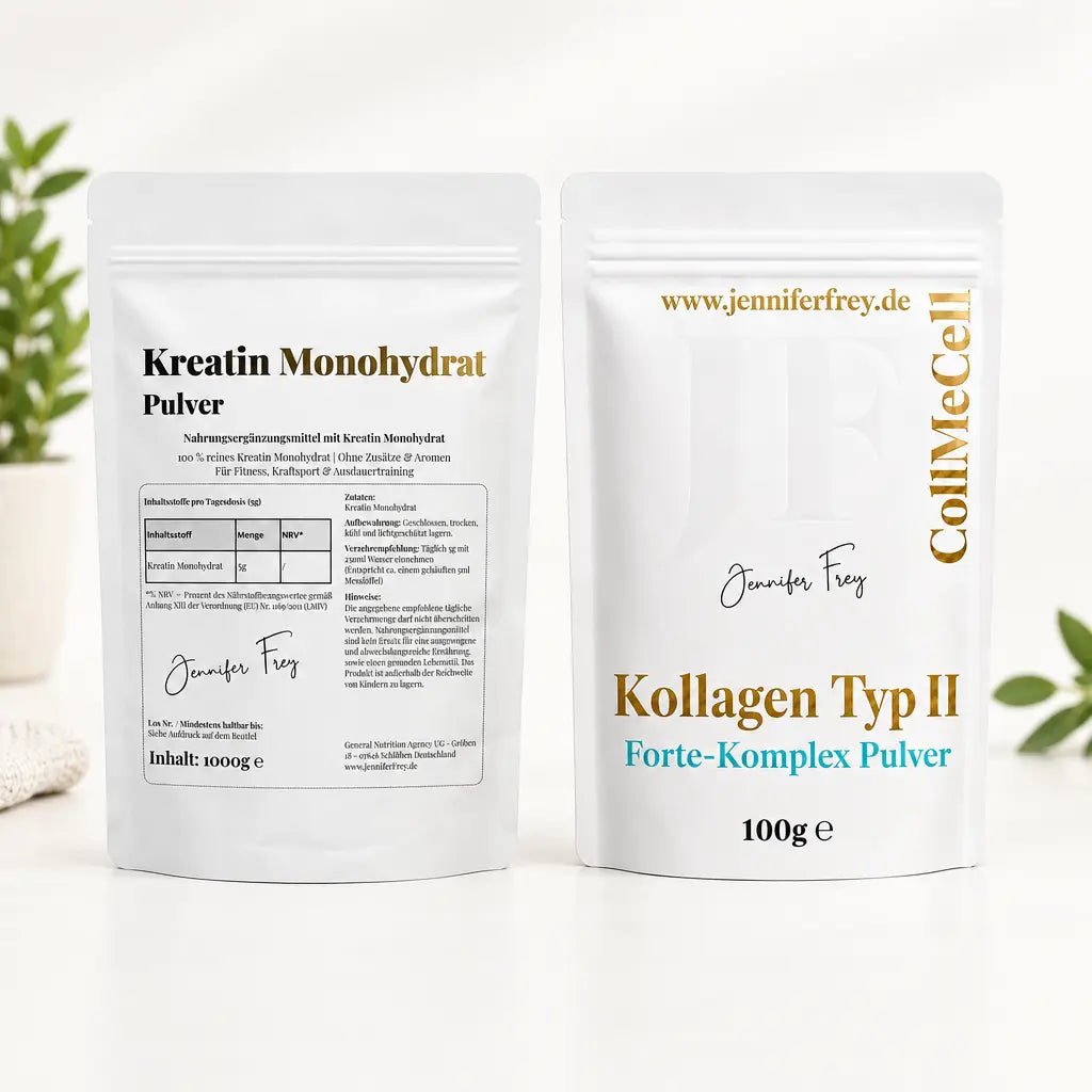 Bundle-Bild: Kreatin Monohydrat Pulver und Kollagen Typ II FORTE MATRIX