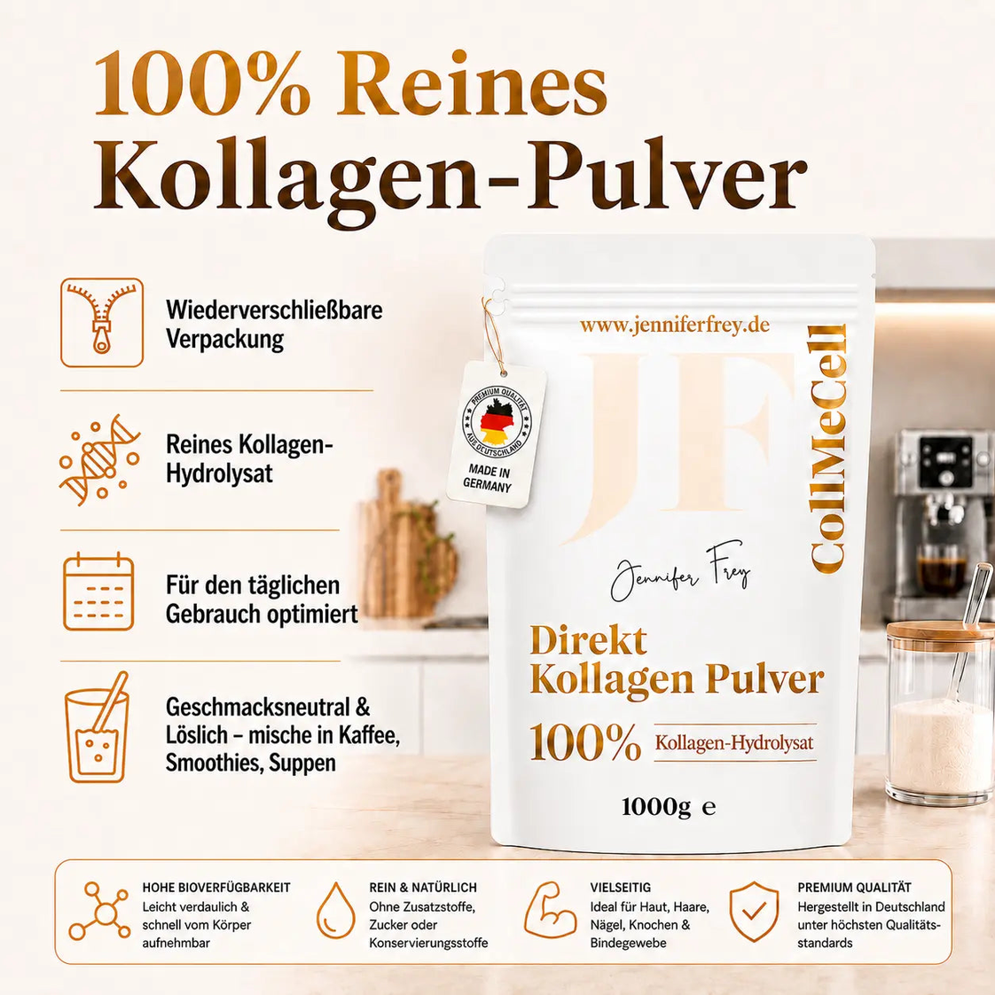 CollMeCell Direkt Kollagen Hydrolisat Peptide Pulver Grass Fed - Nahrungsergänzungsmittel