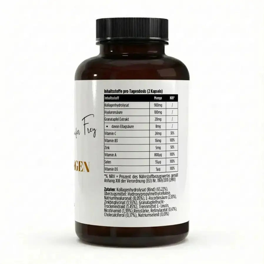 CollMeCell Intens Kollagen 180 Kapseln - Kollagen + Hyaluron + Vitamin C + Ellagsäure + Retinol