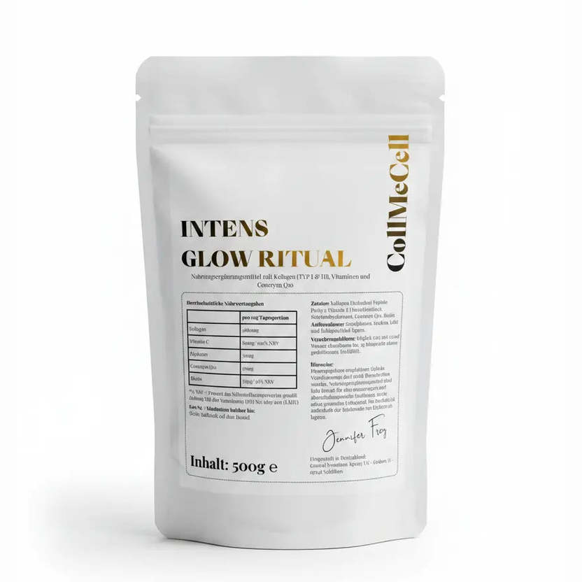 INTENS GLOW RITUAL Standbodenbeutel mit Etikett