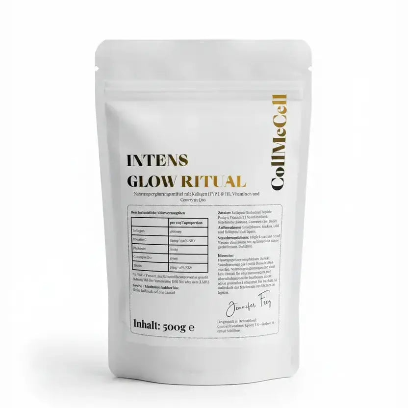 INTENS GLOW RITUAL Standbodenbeutel mit Etikett