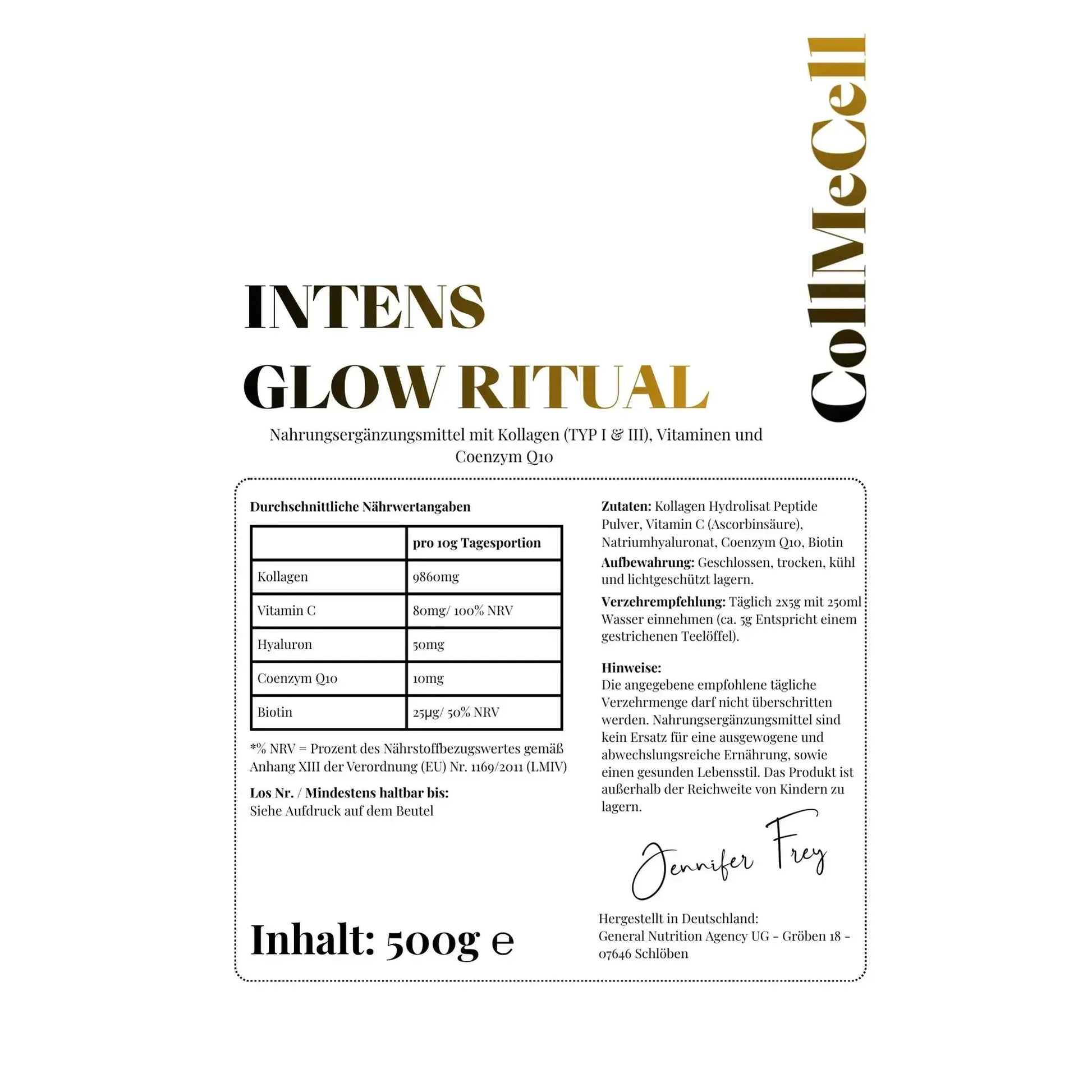 INTENSE GLOW RITUAL Kollagen + Hyaluron I Biotin | Q10 I Vitamin C General Nutrition Agency UG