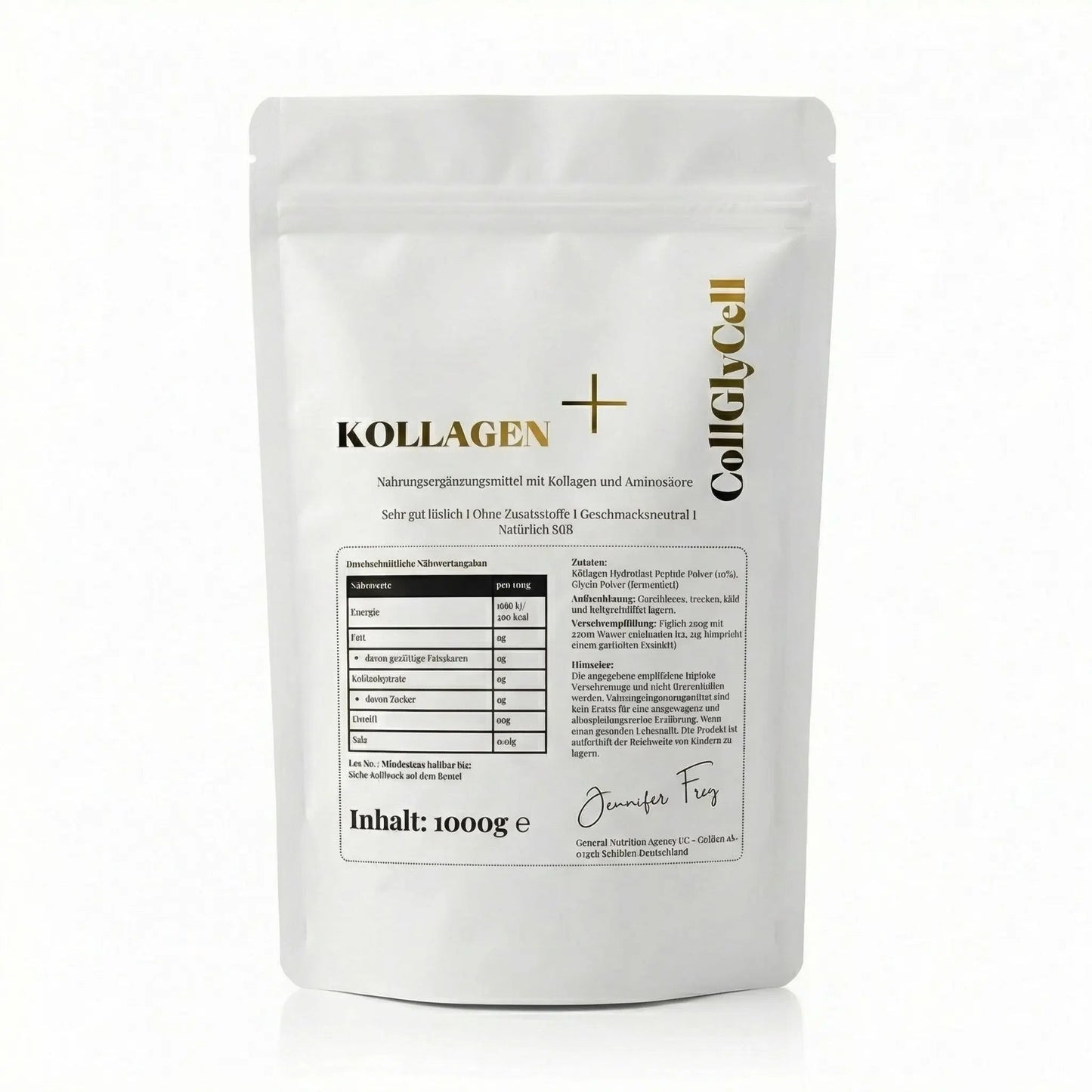 Kollagen + Glycin Pulver 1000g – Natürlich Süß Ohne Zucker | Jennifer Frey