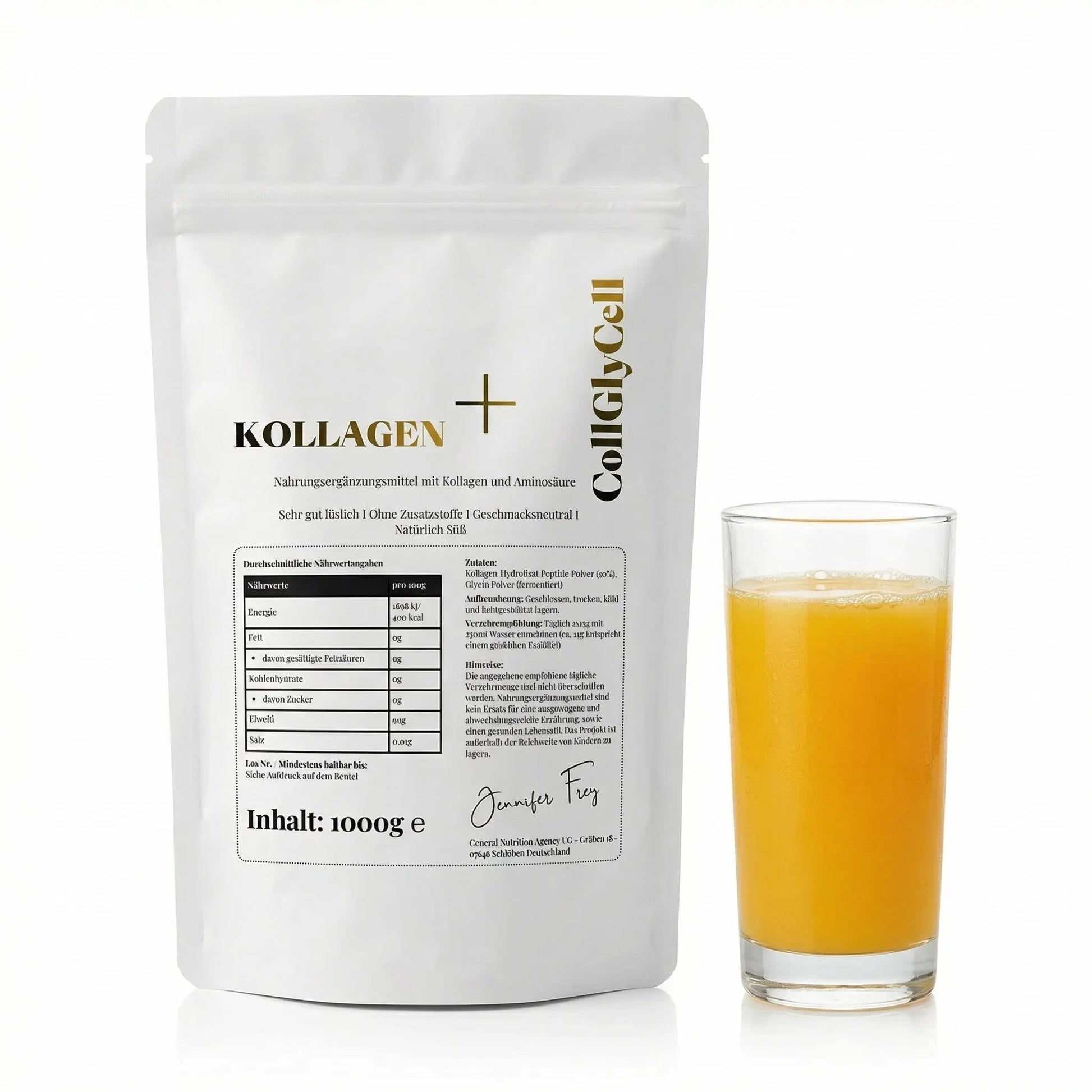 Kollagen + Glycin Pulver 1000g – Natürlich Süß Ohne Zucker | Jennifer Frey