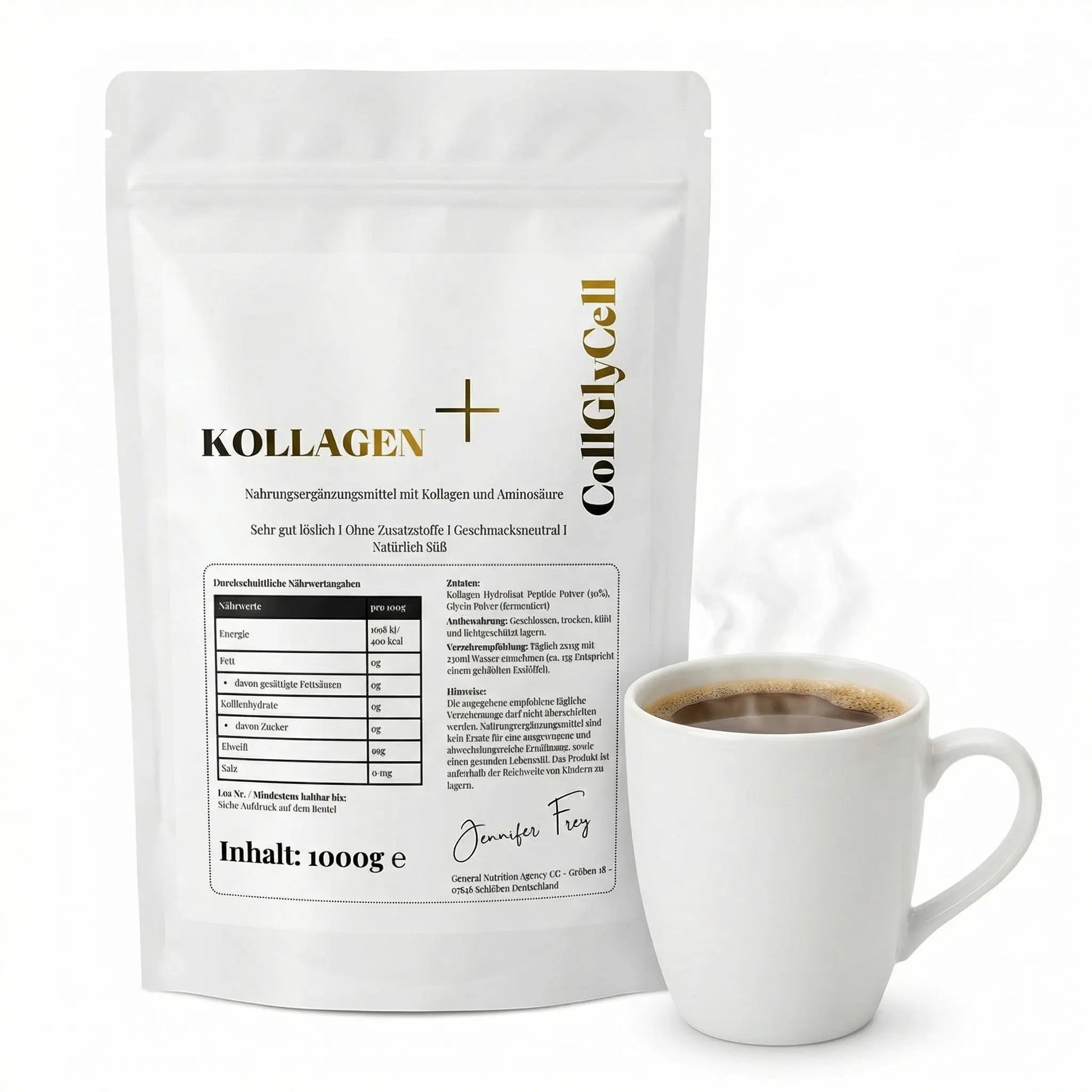 Kollagen + Glycin Pulver 1000g – Natürlich Süß Ohne Zucker | Jennifer Frey