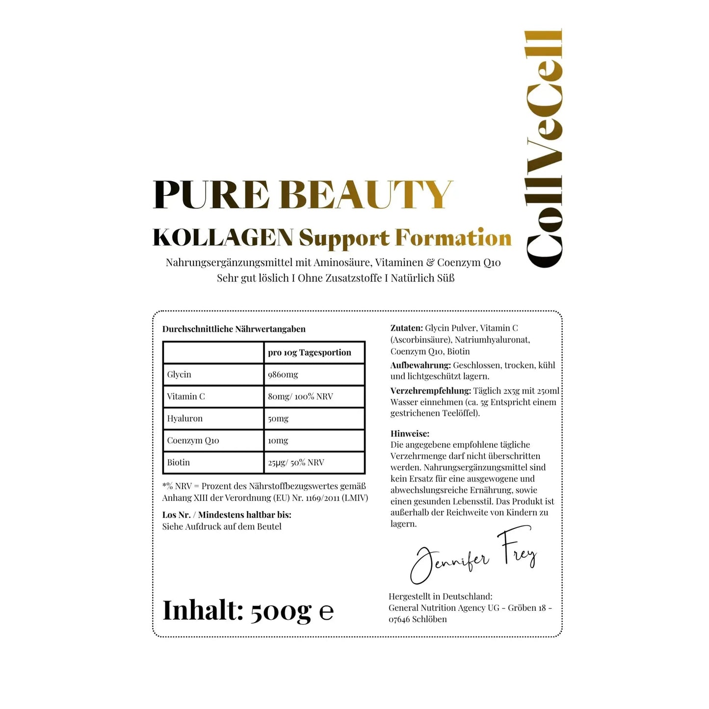 Kollagen-Support Komplex Pulver - VEGAN I SWEET Jennifer Frey