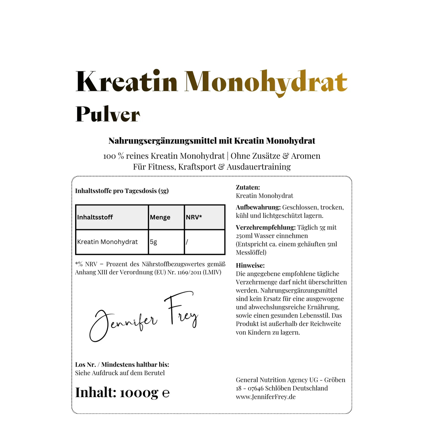 Kreatin Monohydrat vegan