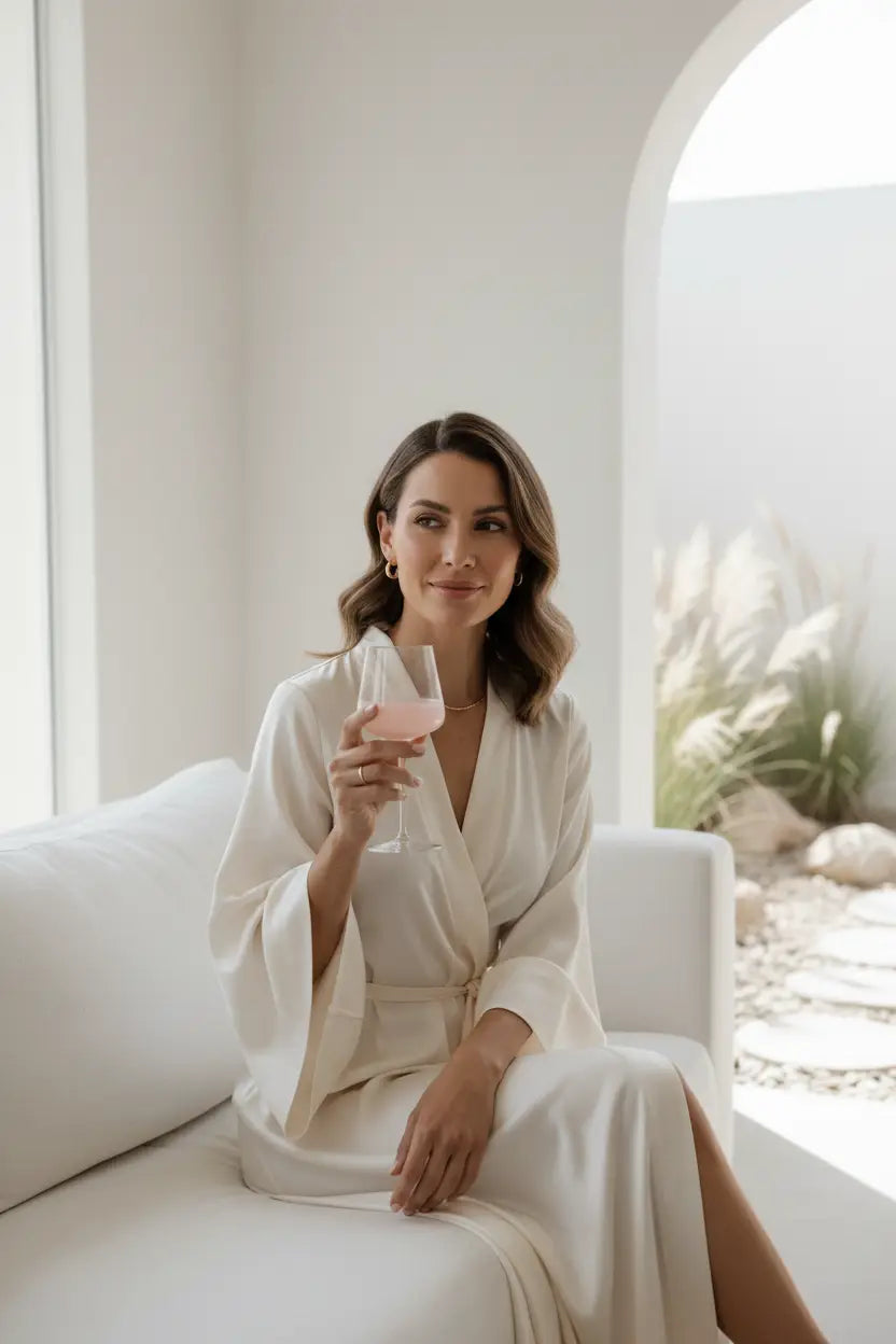 Lifestyle Frau mit Kollagen-Drink