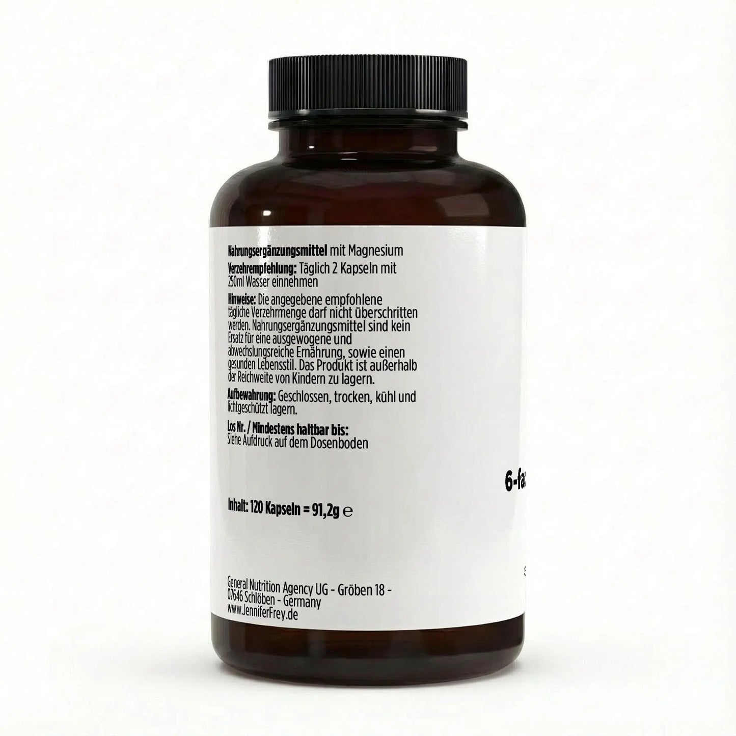 Magnesium 6x Komplex B6 vegane Kapseln Muskeln Nerven 120 Stück 