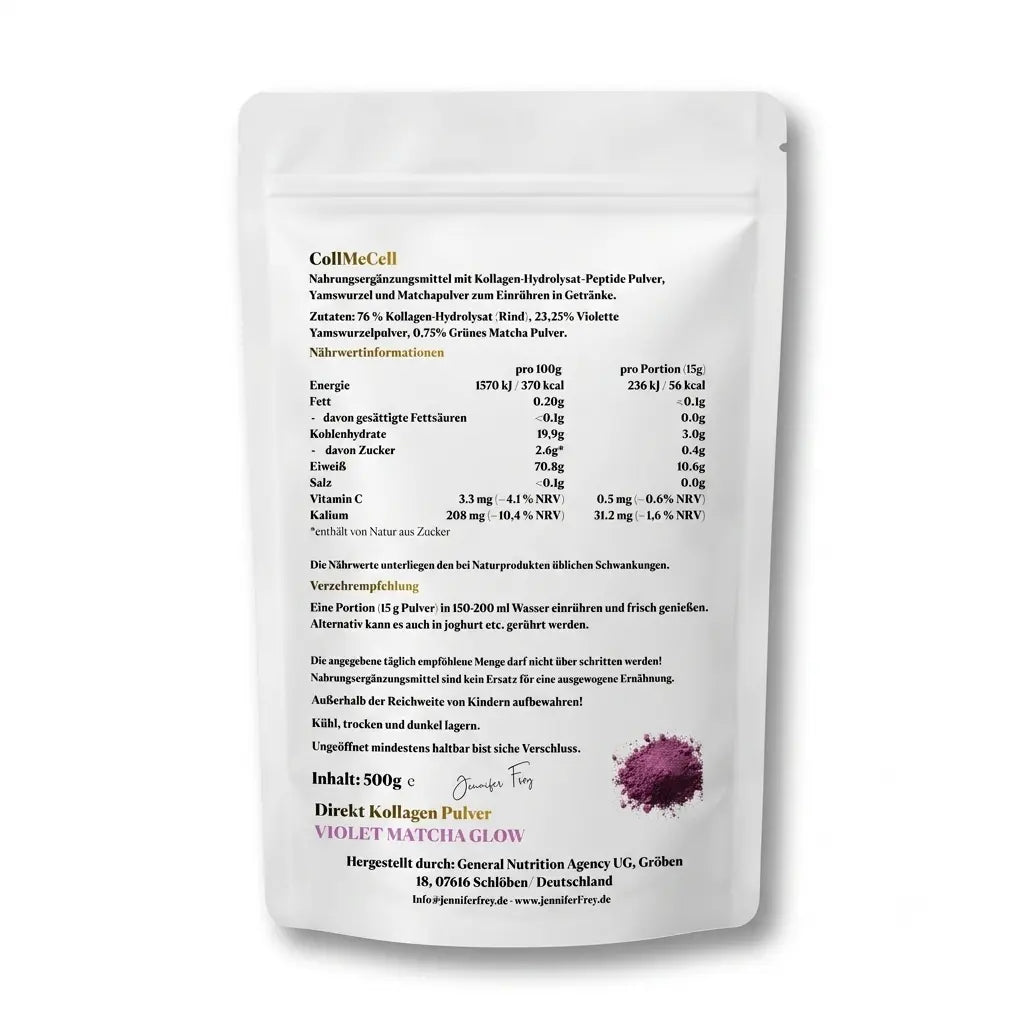 Violet Matcha Glow – Kollagen-Pulver mit Ube & Matcha | 500g - Nahrungsergänzungsmittel