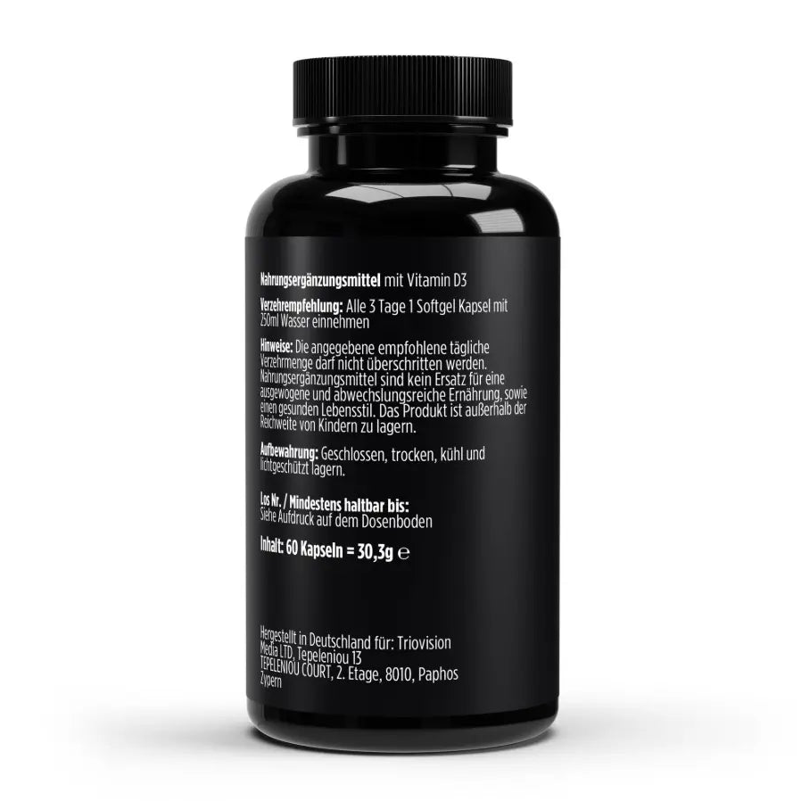 Vitamin D3 3000 IE 60 vegane Softgels tägliche Versorgung Sonne Vitamin 