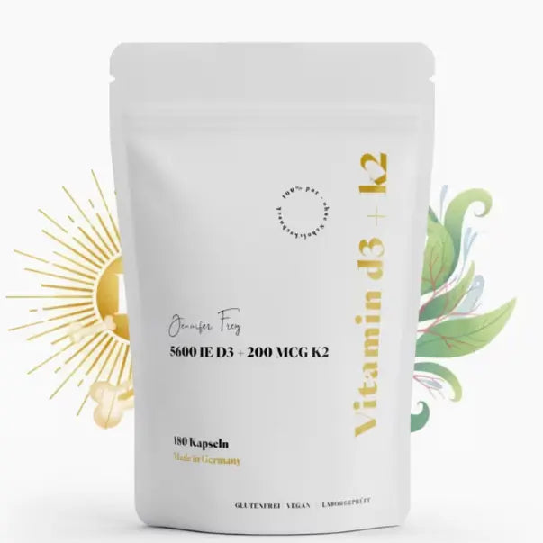 Vitamin D3/K2 – 180 Kapseln hochdosiert | 5.600 IE D3 + 200 mcg K2 | Vegan | Made in Germany