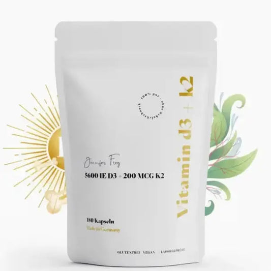 Vitamin D3/K2 – 180 Kapseln hochdosiert | 5.600 IE D3 + 200 mcg K2 | Vegan | Made in Germany