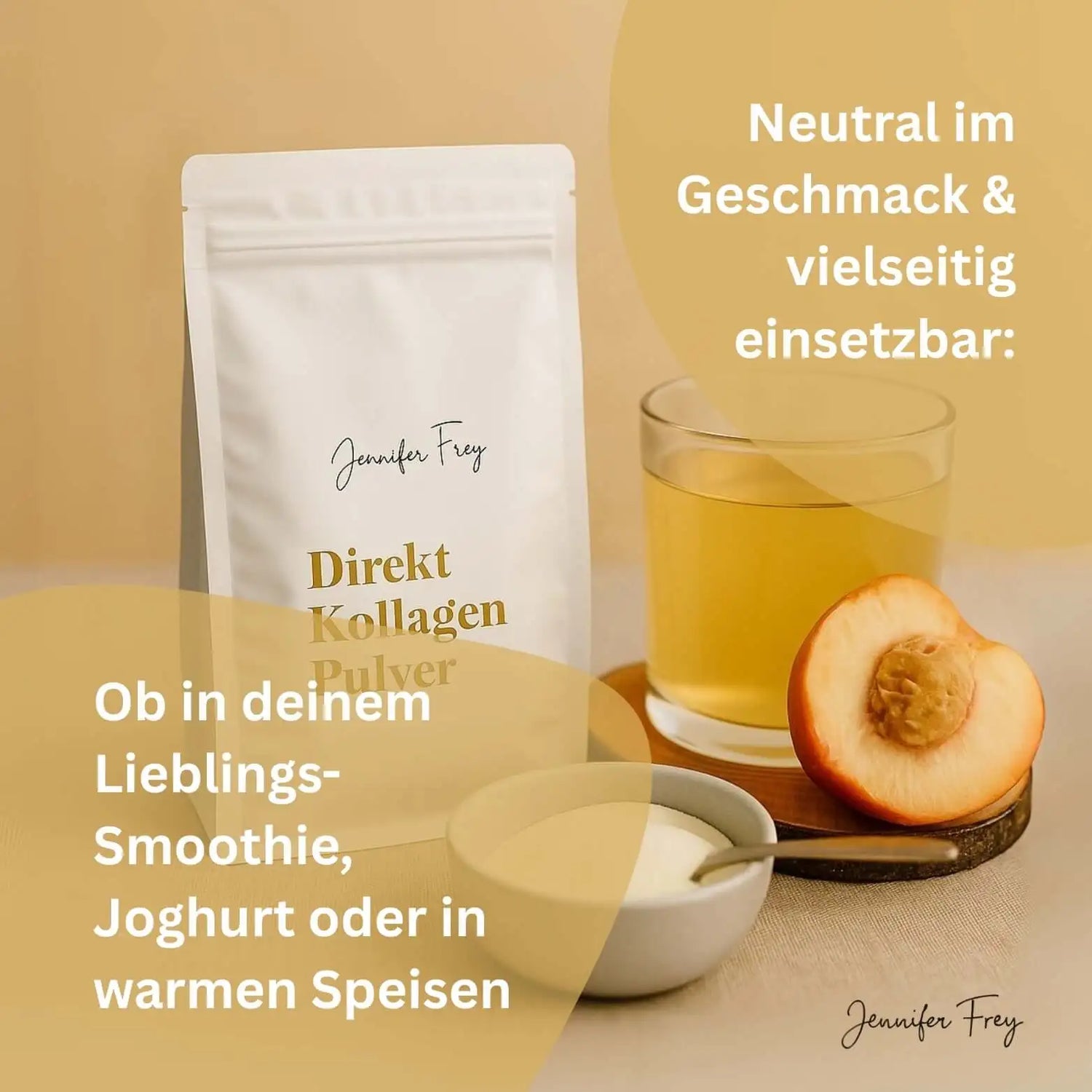 Weiße wiederverschließbare Tüte mit Kollagenpulver in Direktqualität von Jennifer Frey